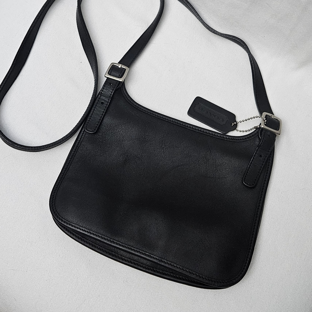 Vintage 90's Coach 9135 Legacy Small Hippie Flap Saddle Crossbody Bag Black